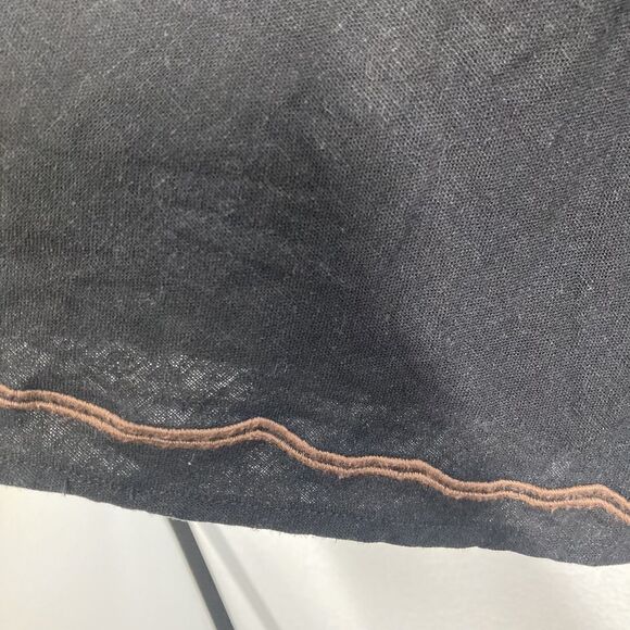 Carole Little Skirt Womens 14 Black Linen Rayon Midi Sequin Embroidered Lined - Picture 10 of 14